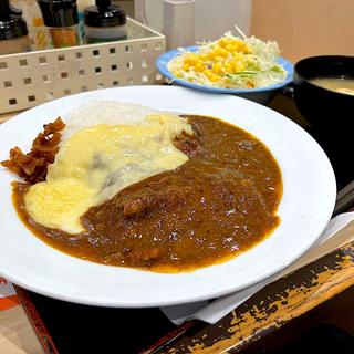 チーズかけハンバーグビーフカレー 生野菜セット(松屋 新栄店 )