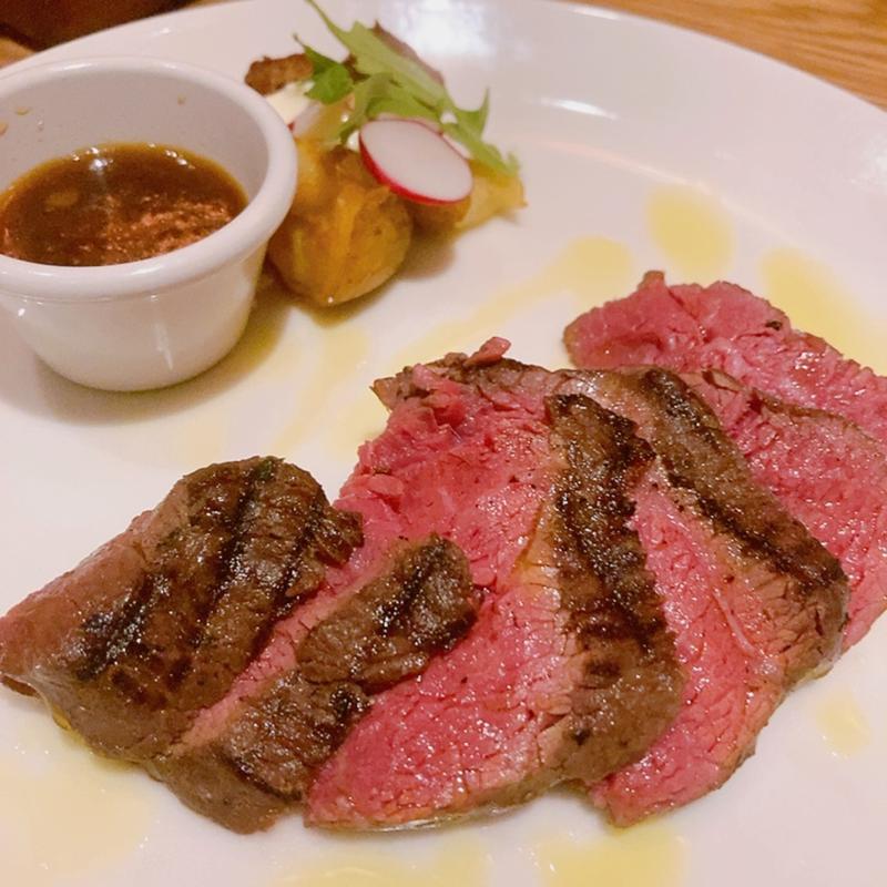 十勝牛もも肉のステーキ特製オニオンソース(goodspoon シミントひろしま店)