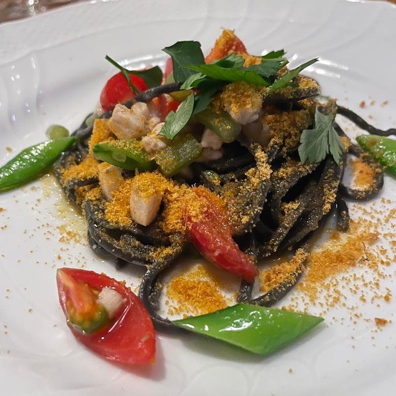 スパゲッティ イカ肝フェンネルトマトソース(SABA)