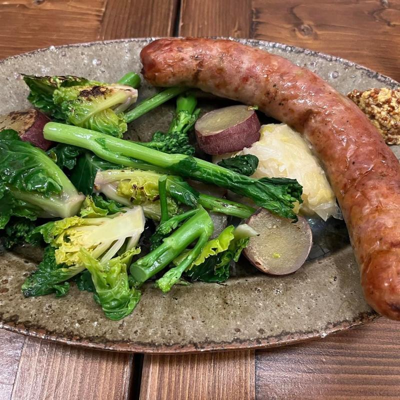 自家製ソーセージマッシュポテト添え ハーブ(1本)(加藤食堂 ワインビストロ)