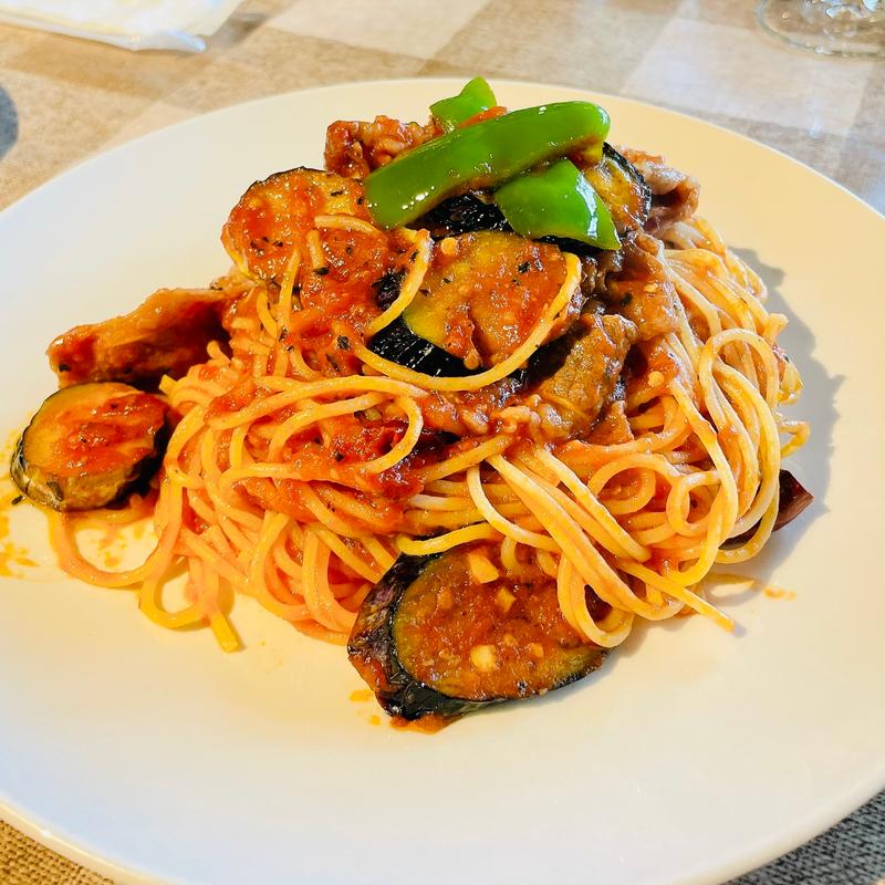 茄子と牛カルビ肉のチリトマトソース『陶』風(ラ・パスタ陶 和光店)