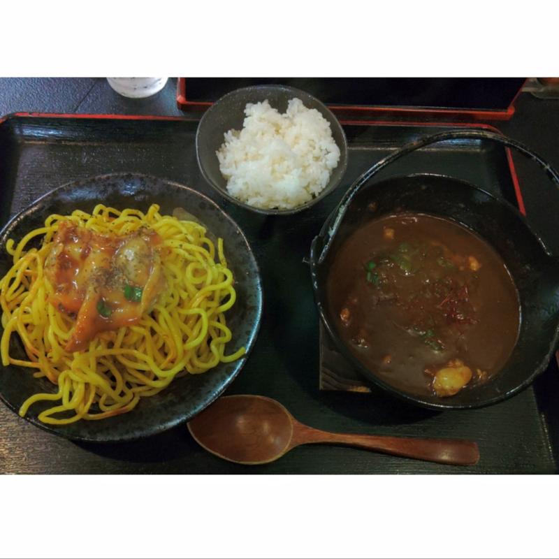 あつあつホッキカレーの焼きつけ麺(ちょこっと)