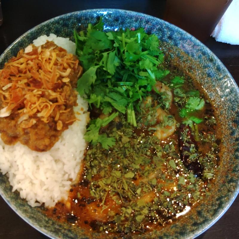 あいがけカレー チキン+えび(カレーノトリコ )