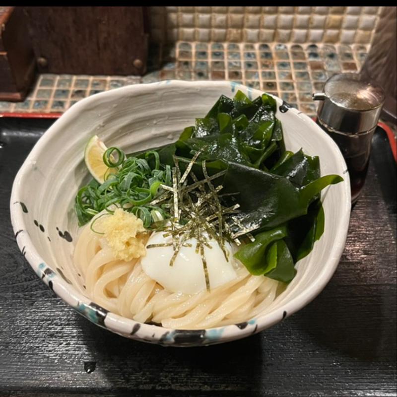 温玉わかめ生醤油うどん(たけうちうどん店 )