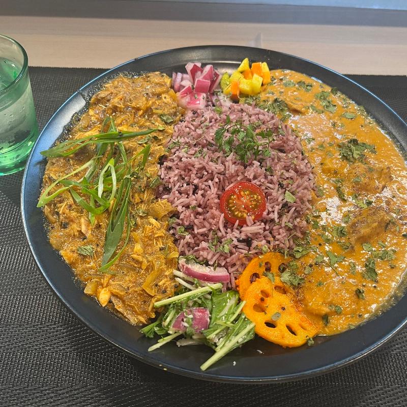 サバカレーとチキンカレーのあいがけ(すぱいすにきいてみた＠plants)