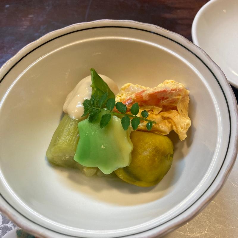 茄子、海老、ゴマソース(割烹 ふじむら )