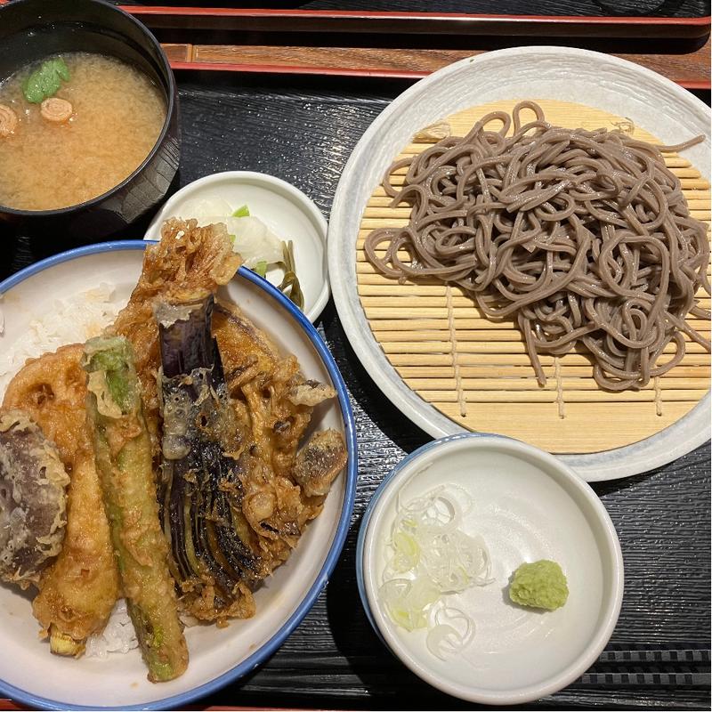 季節の野菜天丼　冷そばセット(浅草割烹天とよ神保町店)