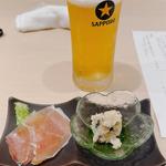 生ビールと先付け(京の四季 いろどり)