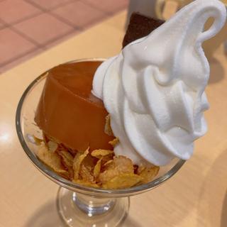 喫茶店のプリンソフトクリーム&ブラウニー(ガスト 広島大芝店 )