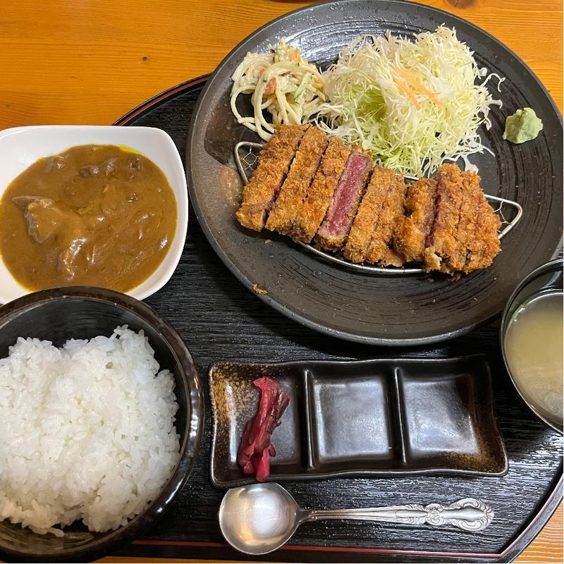 牛カツ定食-単品ビーフカレールー(牛かつ こばやし)