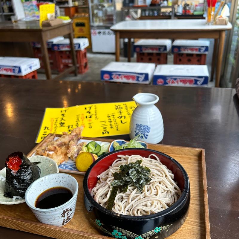 ゲソそば+筋子おにぎり(エンドー)