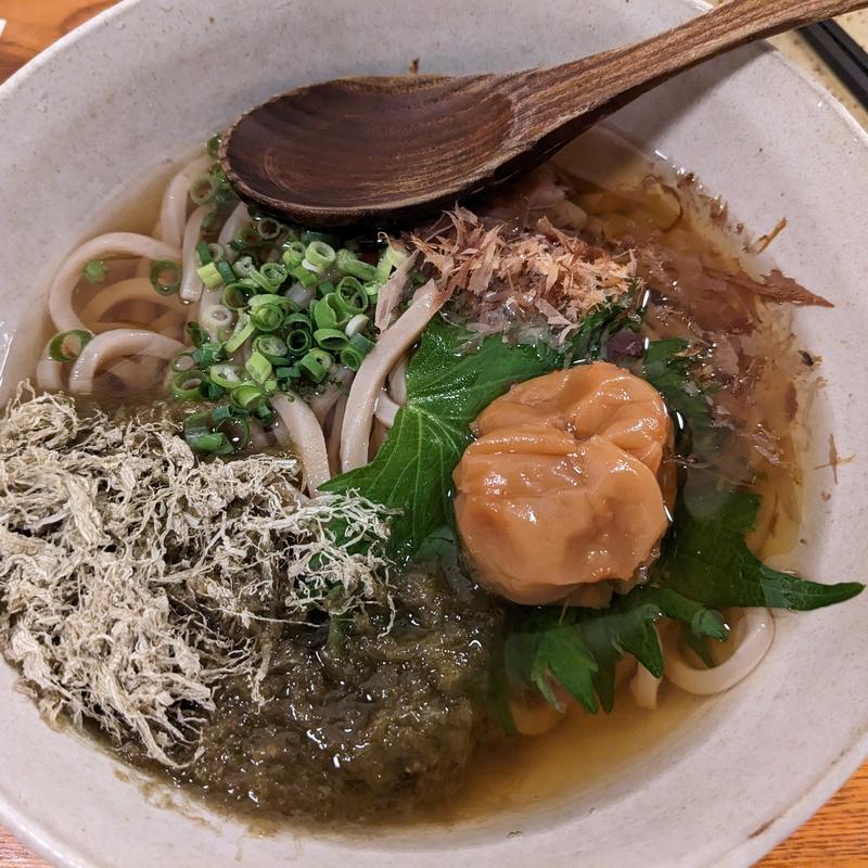 冷し梅とろろ昆布うどん(石臼挽きうどん しゅはり )