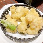 牛ホルモンの天ぷら(かき小屋 豊丸水産 広島本通り店)