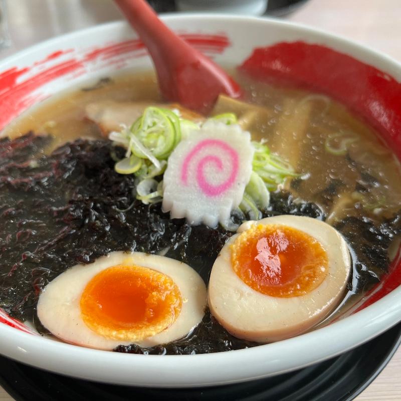 岩のりラーメン煮卵トッピング(ラーメンさんぱち 東北通店)