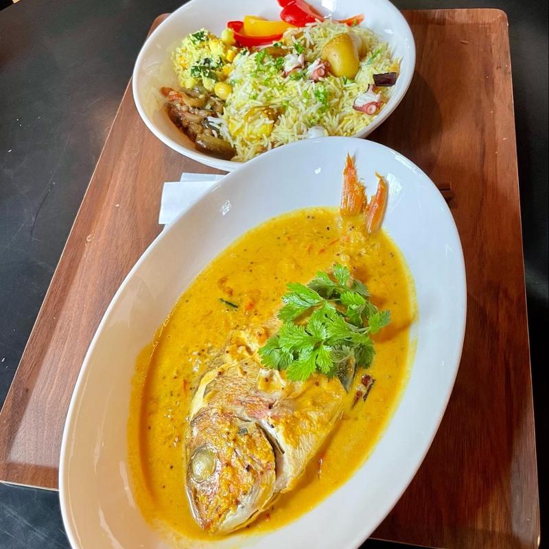 フィッシュカレー（真鯛）とプラオ(スプーンソング)