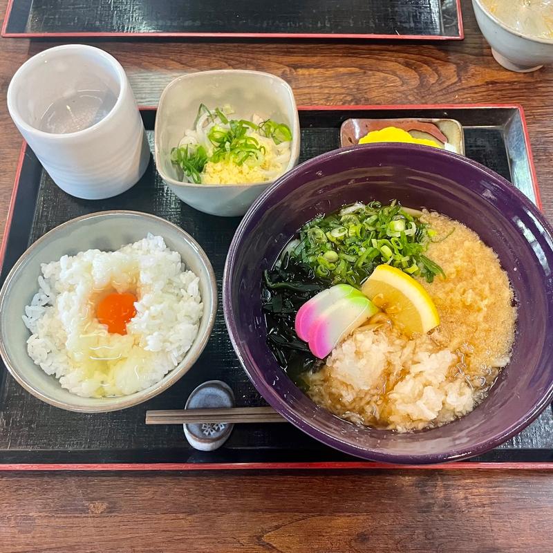 ぶっかけねぎうどん　卵かけご飯セット(手打ちうどん　山田屋 )