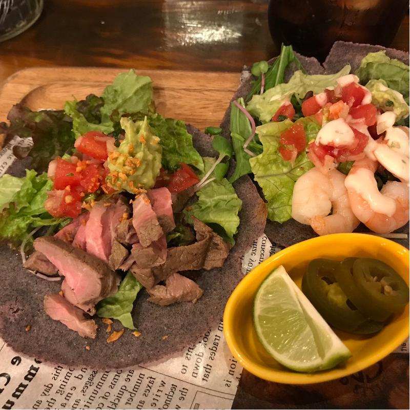 メキシカンタコスセット(ビーフ&シュリンプ)(パンチライン ガレージ)