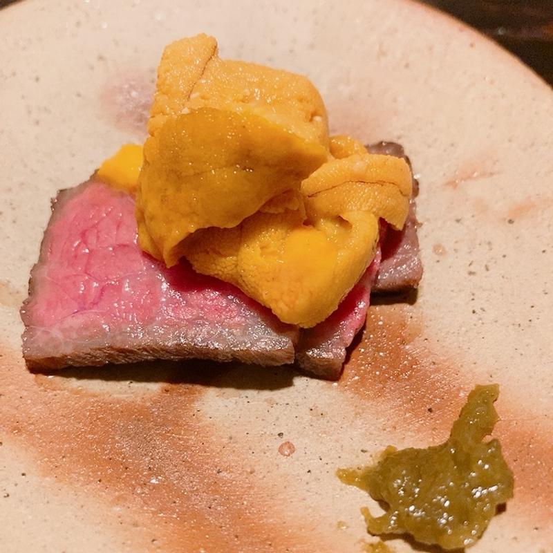 広島牛雲丹のせ（茶懐石ランチ）(而今)