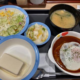 エッグデミハンバーグ定食 ロカボ豆腐(松屋 聖蹟桜ヶ丘店 )