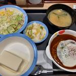 エッグデミハンバーグ定食 ロカボ豆腐(松屋 聖蹟桜ヶ丘店 )