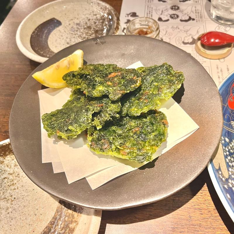 青さのりの天ぷら(わらやき屋 上野広小路店)