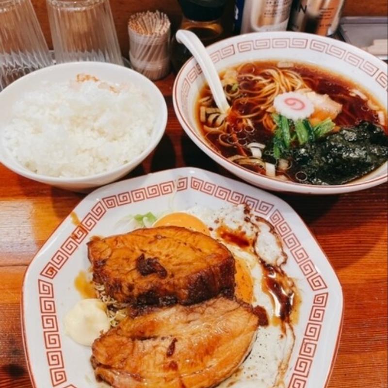 チャーシューエッグ中華そばハーフセット(Heart Restaurant 安ざわ家 練馬店)