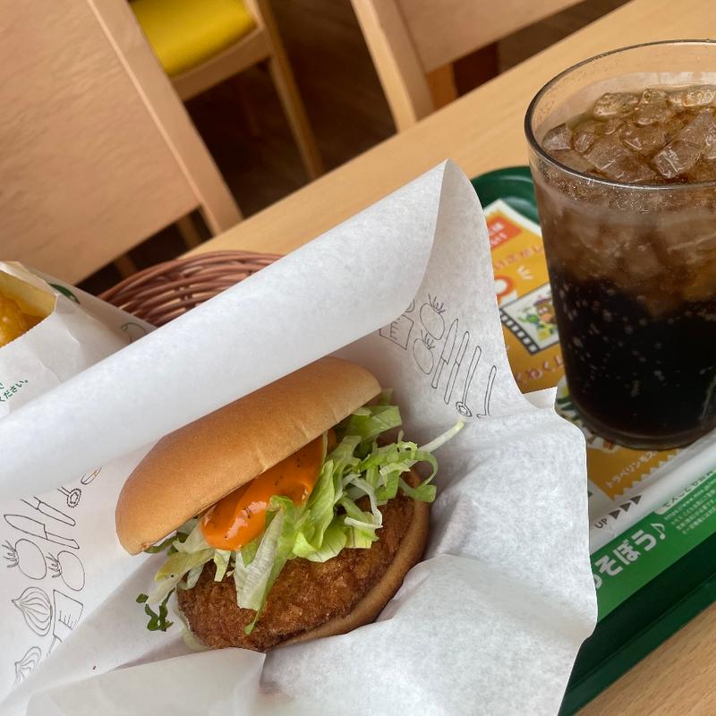 エビチリソースの海老カツバーガー(オニポテセット)(モスバーガー 宝塚中山店)