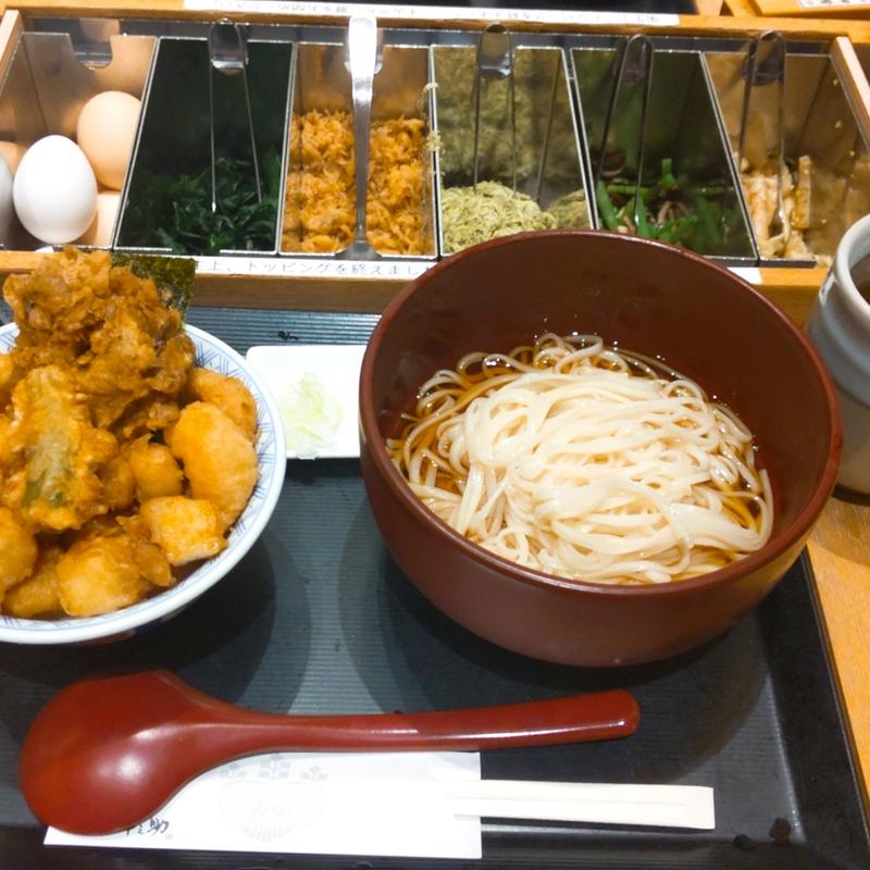 金子半之助の天ばらめしと稲庭うどん 冷ぶっかけ(稲庭うどんとめし 金子半之助 コレド室町店 )