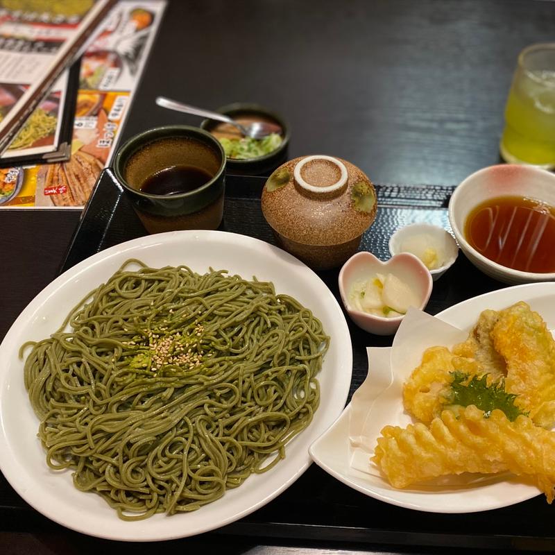 掛川深蒸し茶そば天ざる(ふじの坊・喜膳 )