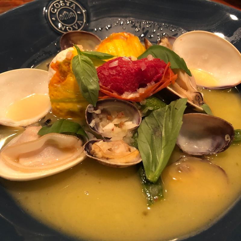 花ズッキーニと地蛤、帆立(ata)