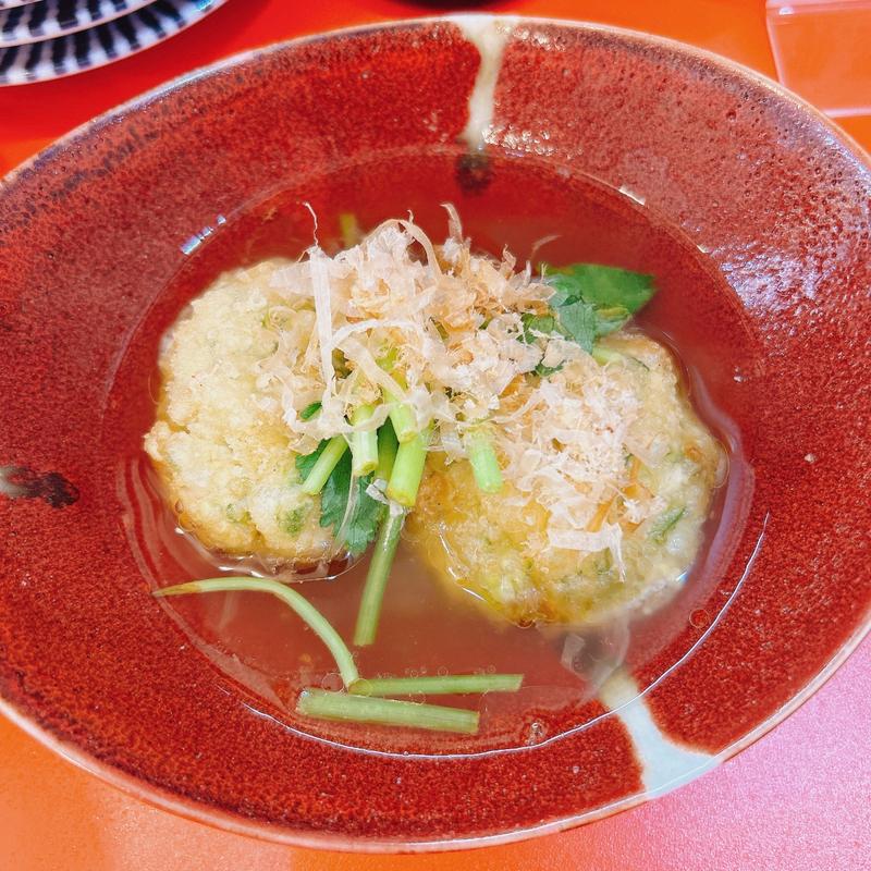 オクラぶった斬り揚げ出し(大衆すし 謹賀 新世界)