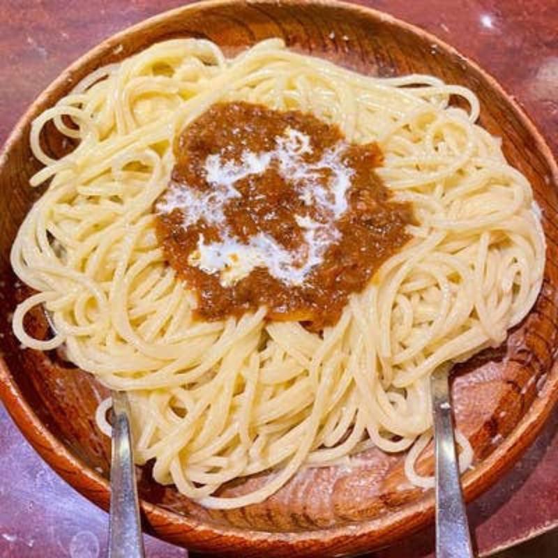 ミートソースとナットウ(SPAGO)