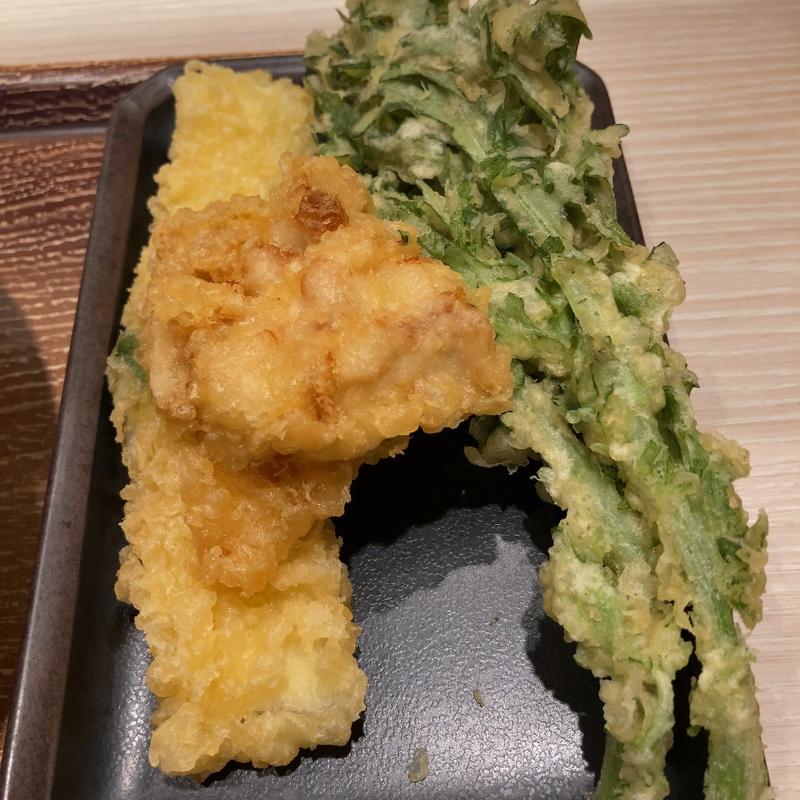 イカ天ぷら春菊天ぷら鶏肉天ぷら(つるこし 新宿京王モール店)