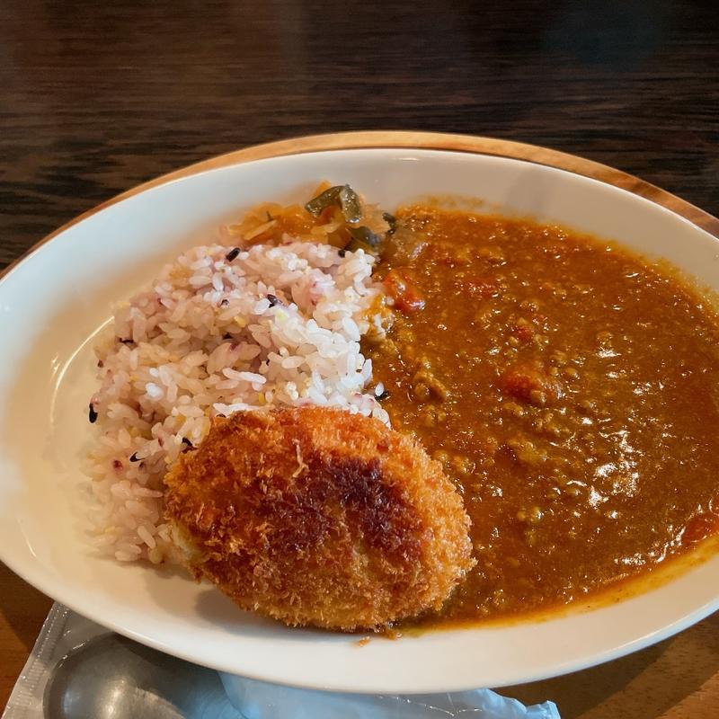 パター香る出しコロッケのせカレー(ニコノコロッケ)