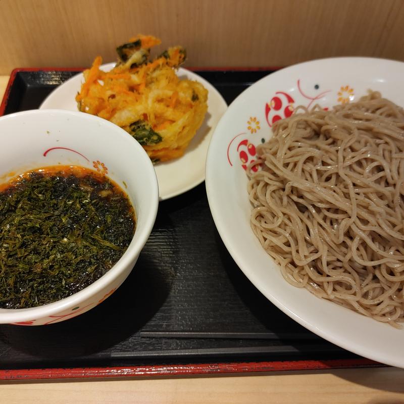 麺2倍盛り 海苔つけそば＋かき揚げ(いろり庵きらく 下総中山)