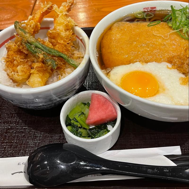 きつねとろろ蕎麦&ミニ天丼(乱切り蕎麦と天丼 一の井)