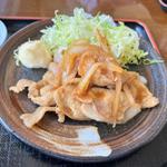 生姜焼き定食+ホタテ焼き