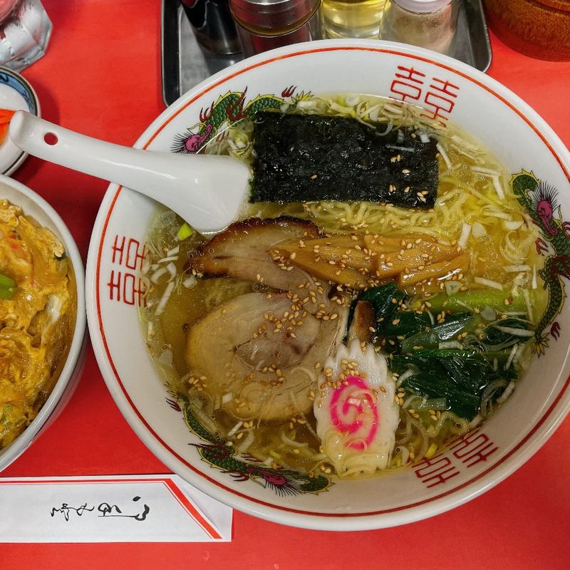 玉子丼とラーメン(亀有飯店)