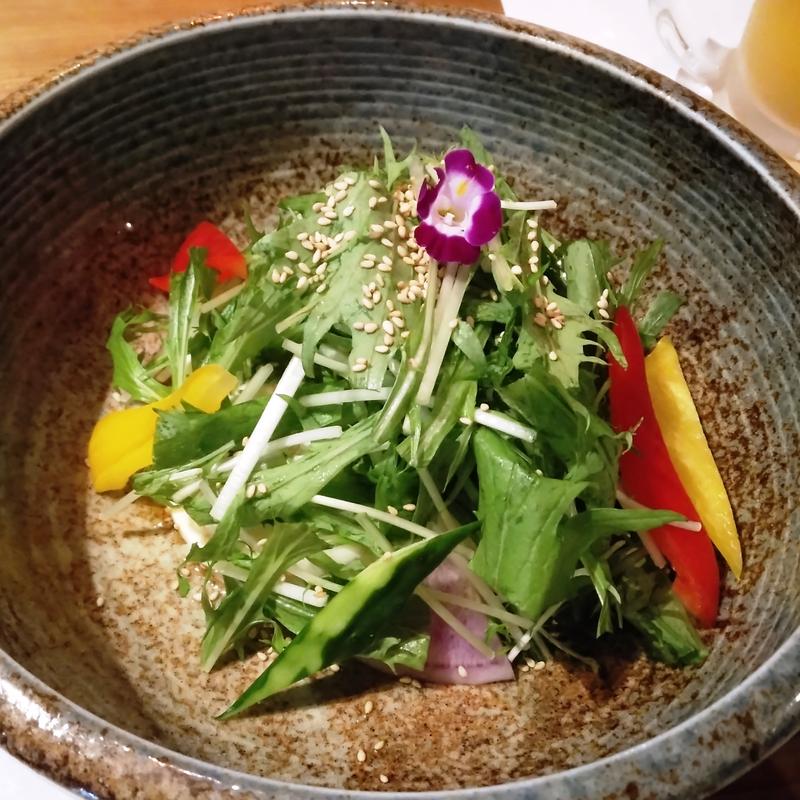 寄せ豆腐と水菜のはりはりサラダ(焙煎ごまドレ)(金市朗 仙台駅前店 （キンイチロ）)