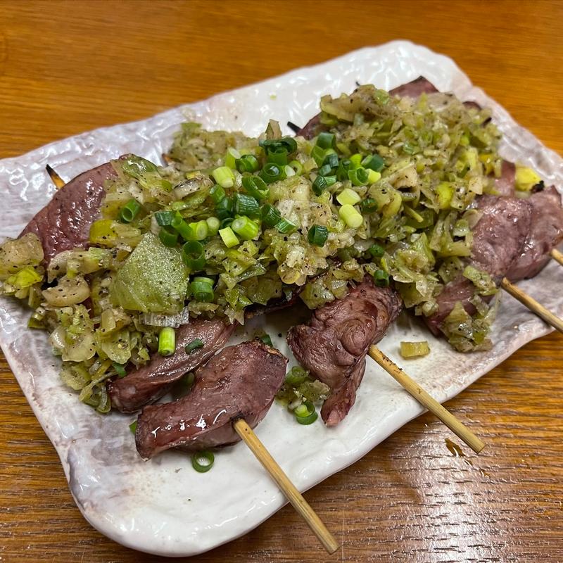 ねぎハツ塩焼き(もつ焼き稲垣)