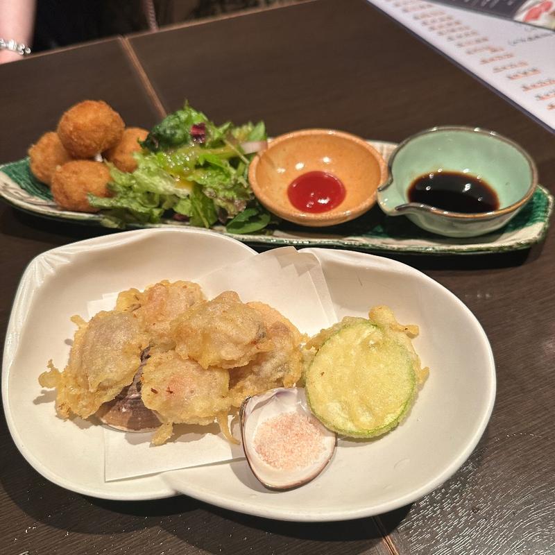 天然はまぐりの天ぷら＆はまぐりのクリームコロッケ(はまぐり屋 錦三大津店)