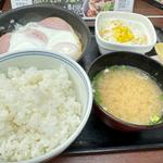 Wハムエッグ納豆定食