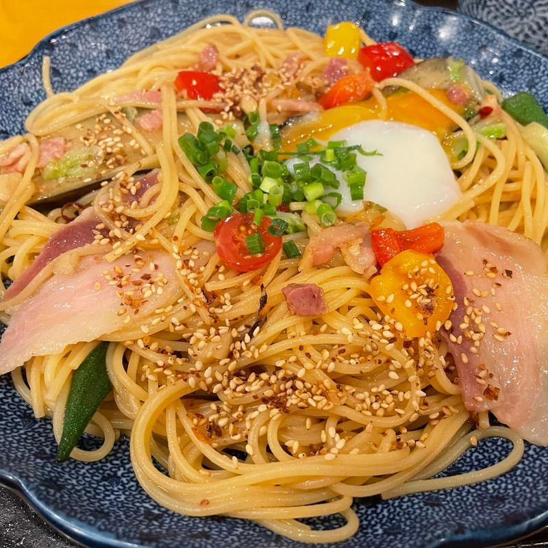 夏野菜とイベリコ豚のよくばりスパゲティ(洋麺屋五右衛門 経堂店)