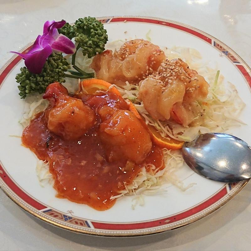 大海老の紅白盛合わせ(チリソース＆マヨネーズ）(個室名物炒飯 翡翠楼(ヒスイロウ)本店 横浜中華街)