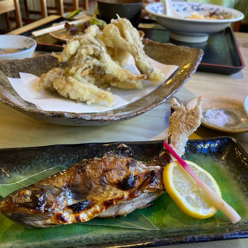 鮎の塩焼き　舞茸の天ぷら(うなぎ お食事処 味女)