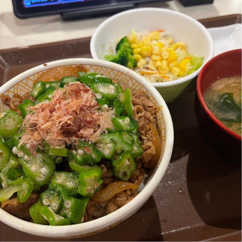 かつぶしオクラ牛丼 中盛(すき家 高崎IC店 )