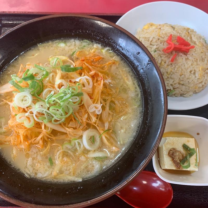 炒飯定食(辛ネギトッピング)(赤玉ラーメン 枚方本店)