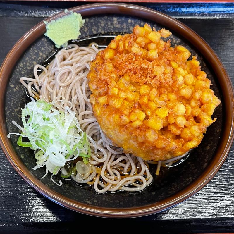 めっちゃコーン天そば（冷）(そば処 めとろ庵 門前仲町店)