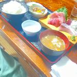 生姜焼き定食(刺身3点盛り)(天広 )
