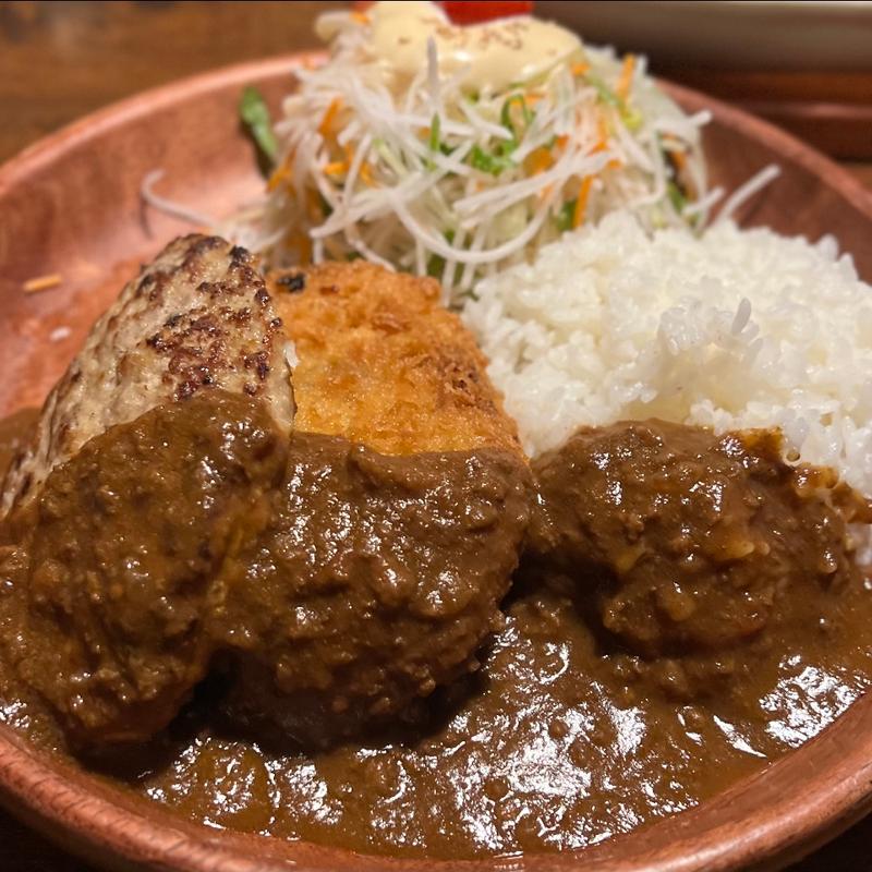 メンチカツカリー＆ハンバーグディッシュ(びっくりドンキー加島店)
